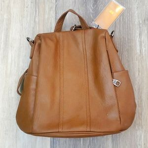 NWT Camel Brown Backpack Purse